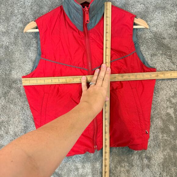 Vintage LL Bean Red Gray Reversible Nylon Down Puffer Vest S Small Women - Picture 13 of 15